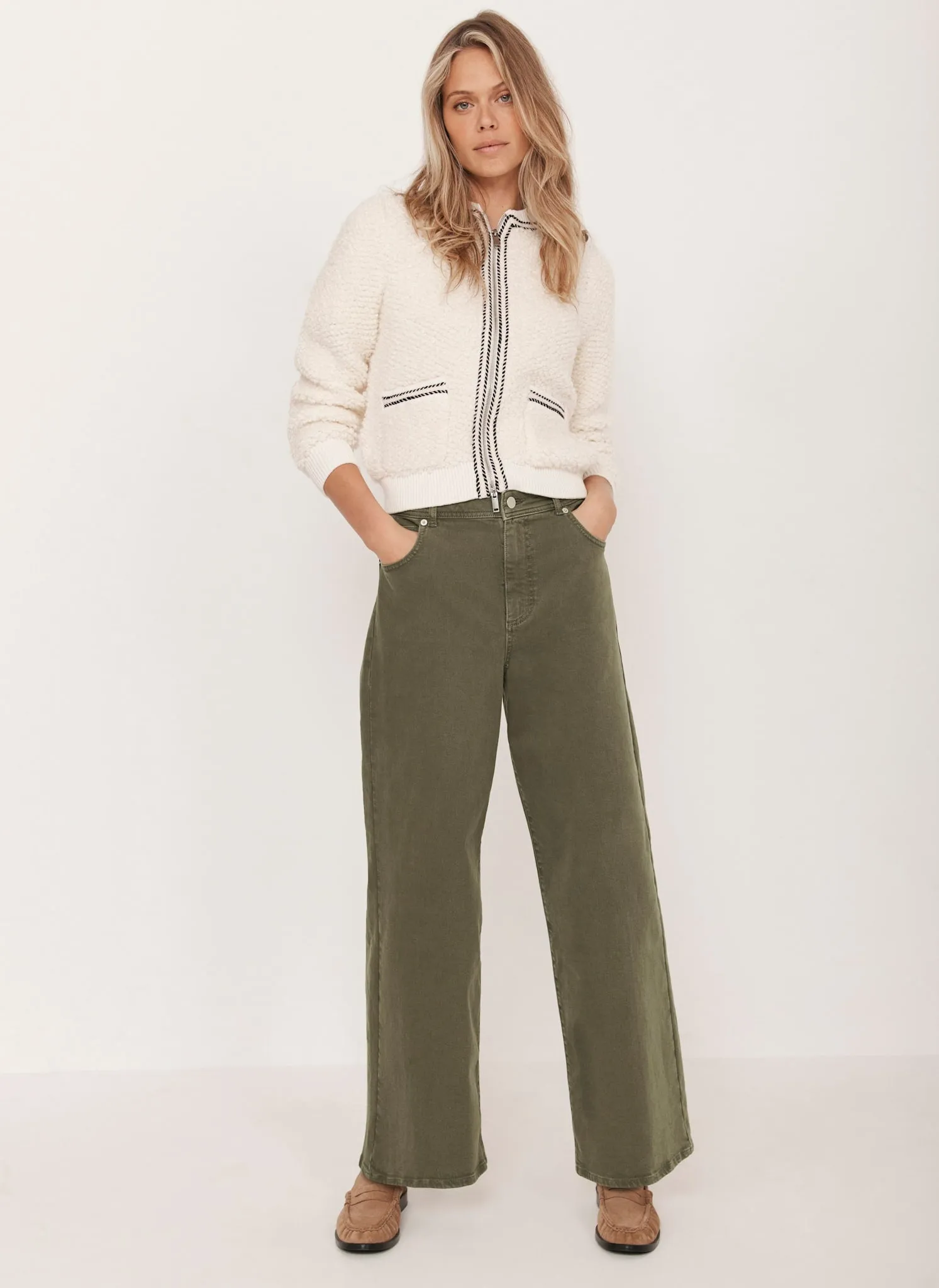 Cream Boucle Bomber Jacket sold by Mint Velvet product image thumbnail 3