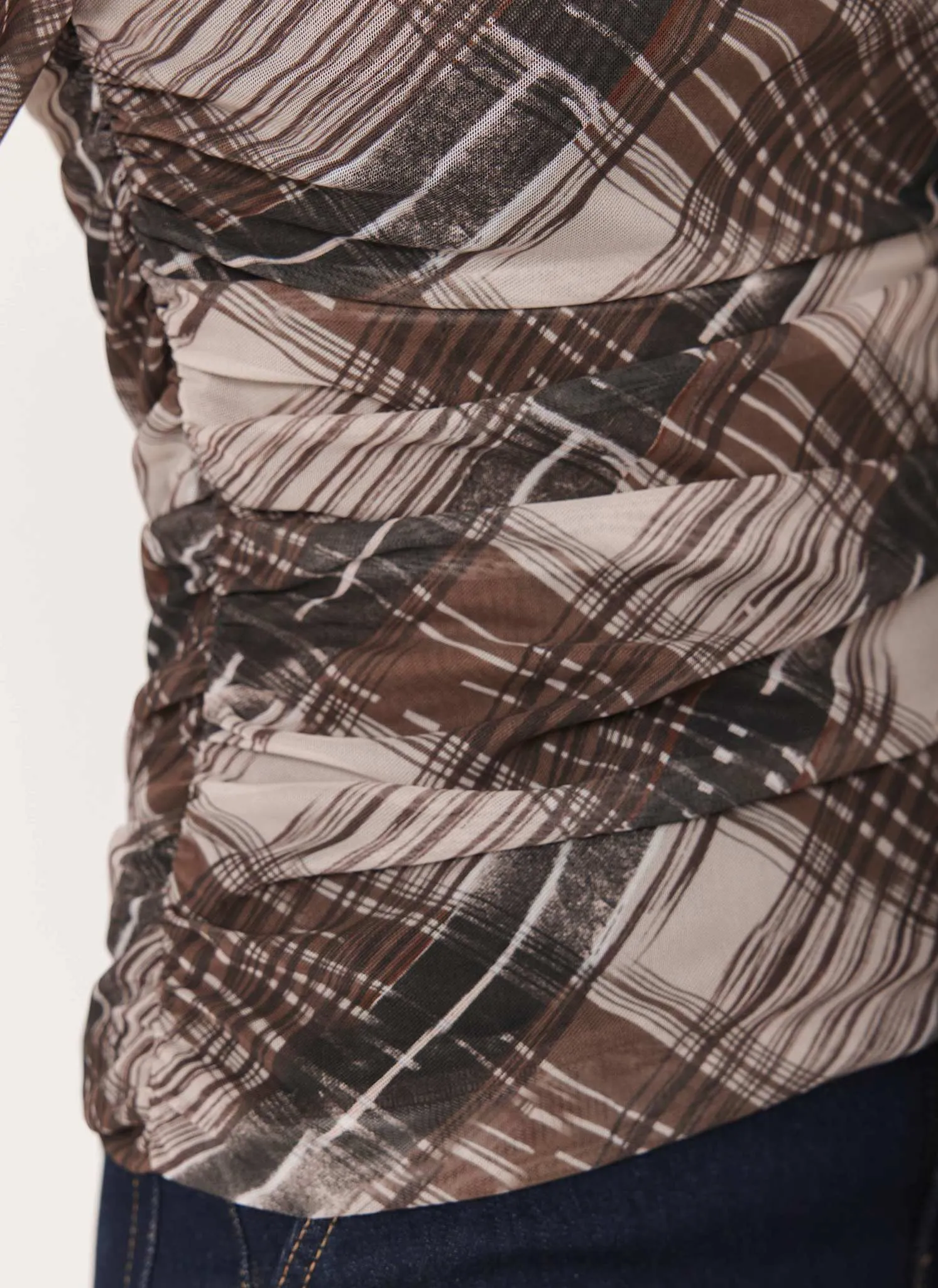 Brown Checked Mesh Top sold by Mint Velvet product image thumbnail 5