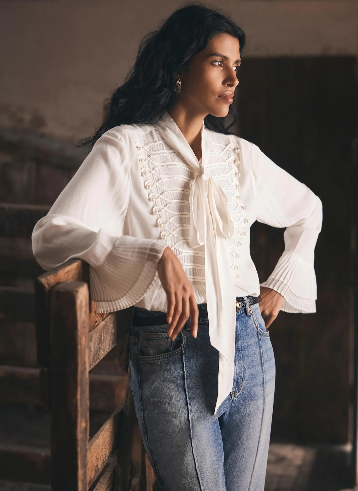 Cream Pearl Detail Blouse sold by Mint Velvet product image thumbnail 5