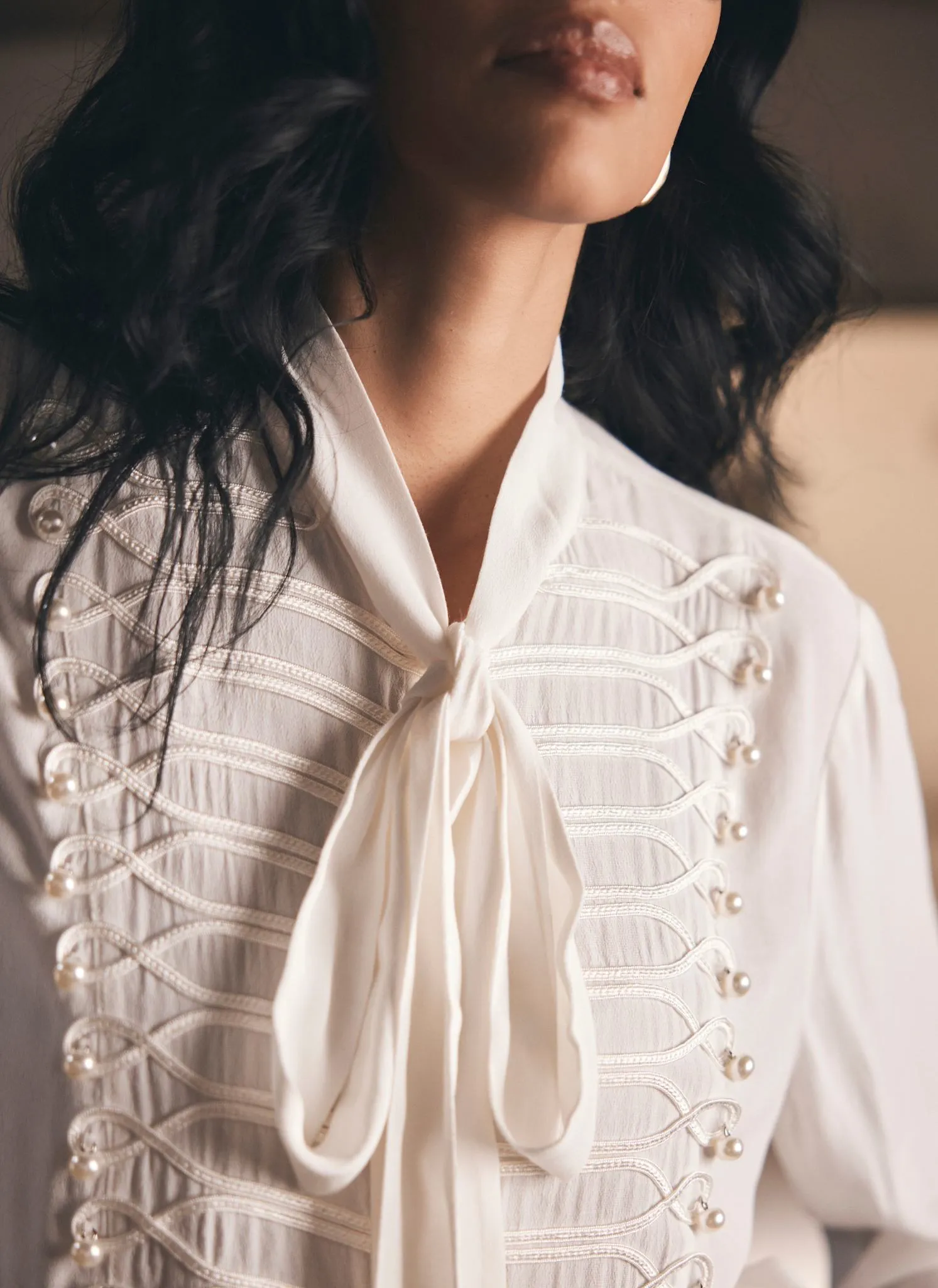 Cream Pearl Detail Blouse sold by Mint Velvet product image thumbnail 3