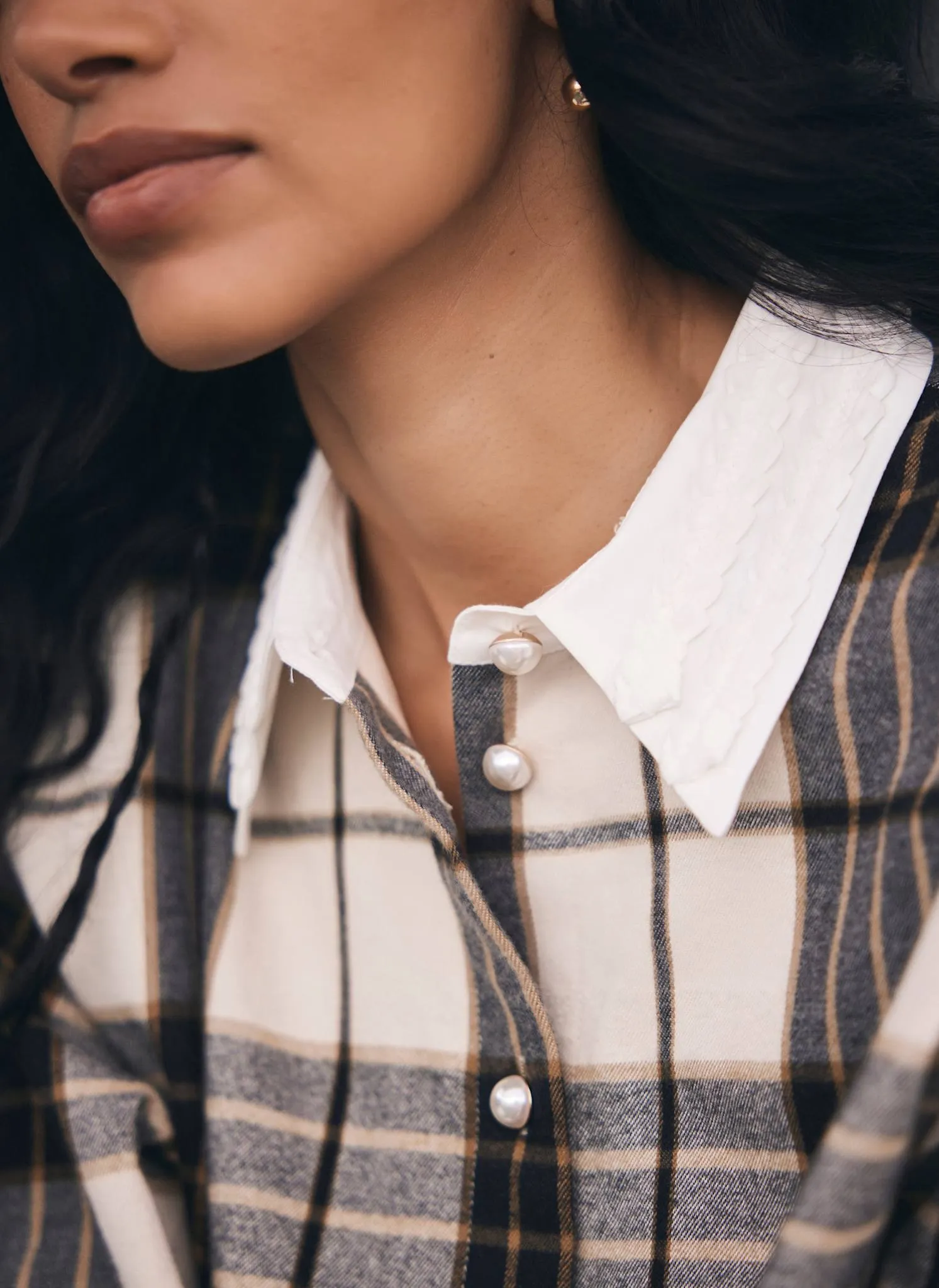 Neutral Checked Cotton Shirt sold by Mint Velvet product image thumbnail 3