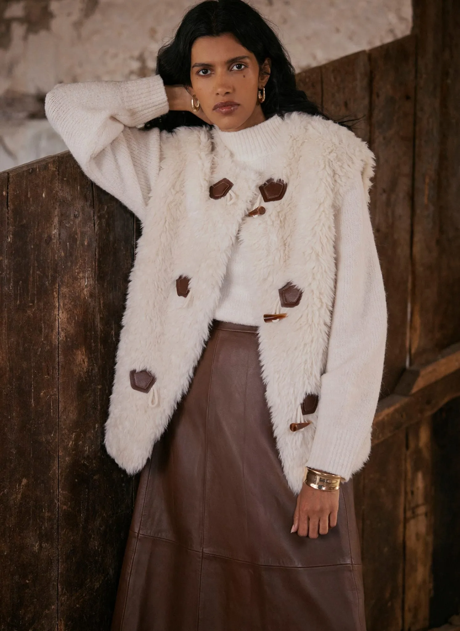 Cream Faux Fur Gilet sold by Mint Velvet product image thumbnail 2