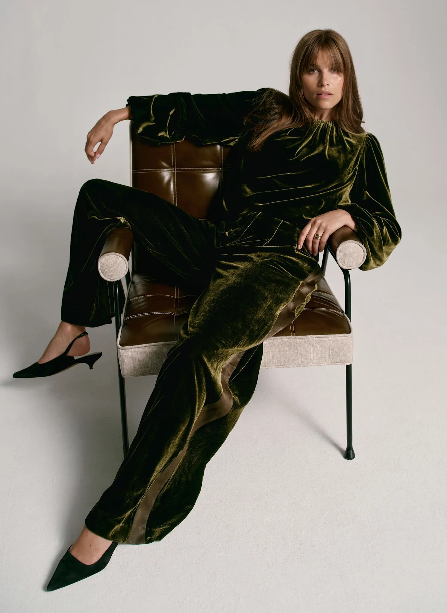 Khaki Velvet Wide Trousers sold by Mint Velvet product image thumbnail 2