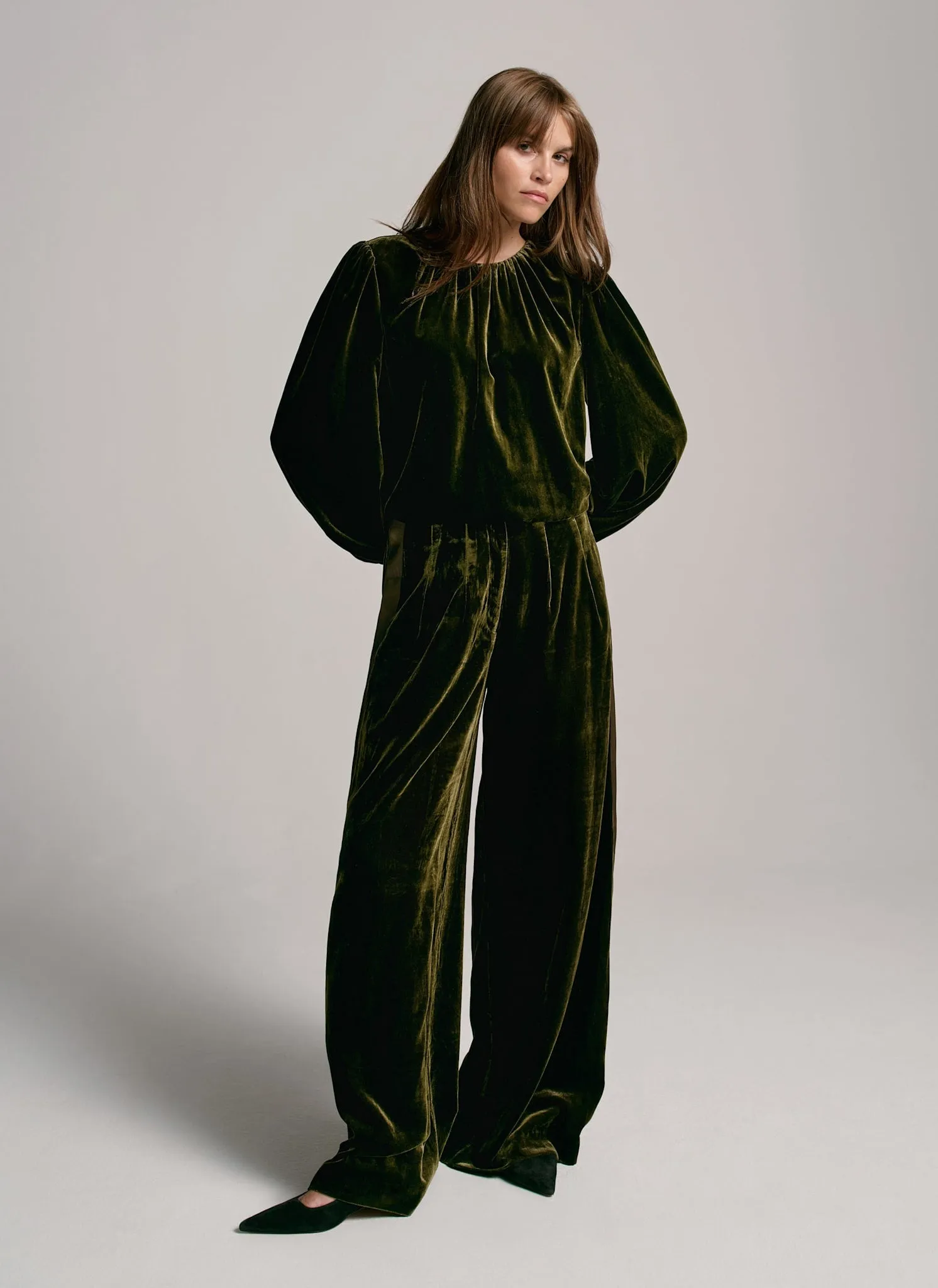 Khaki Velvet Wide Trousers sold by Mint Velvet product image thumbnail 4