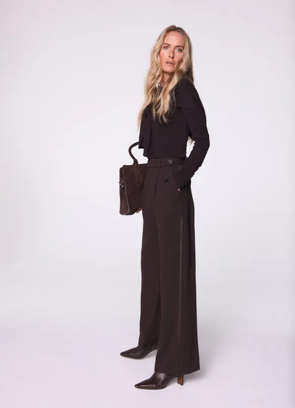 Brown Tailored Wide Side Stripe Trousers sold by Mint Velvet