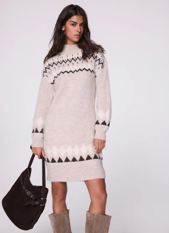 Neutral Fair Isle Knit Mini Dress sold by Mint Velvet