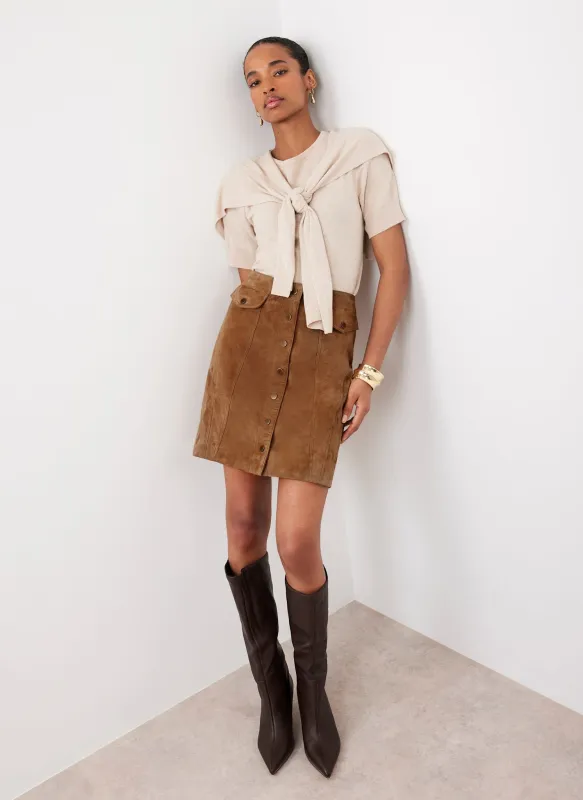 Tan Suede Mini Skirt sold by Mint Velvet