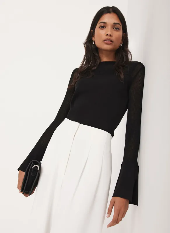 Black Sheer Knit Top sold by Mint Velvet
