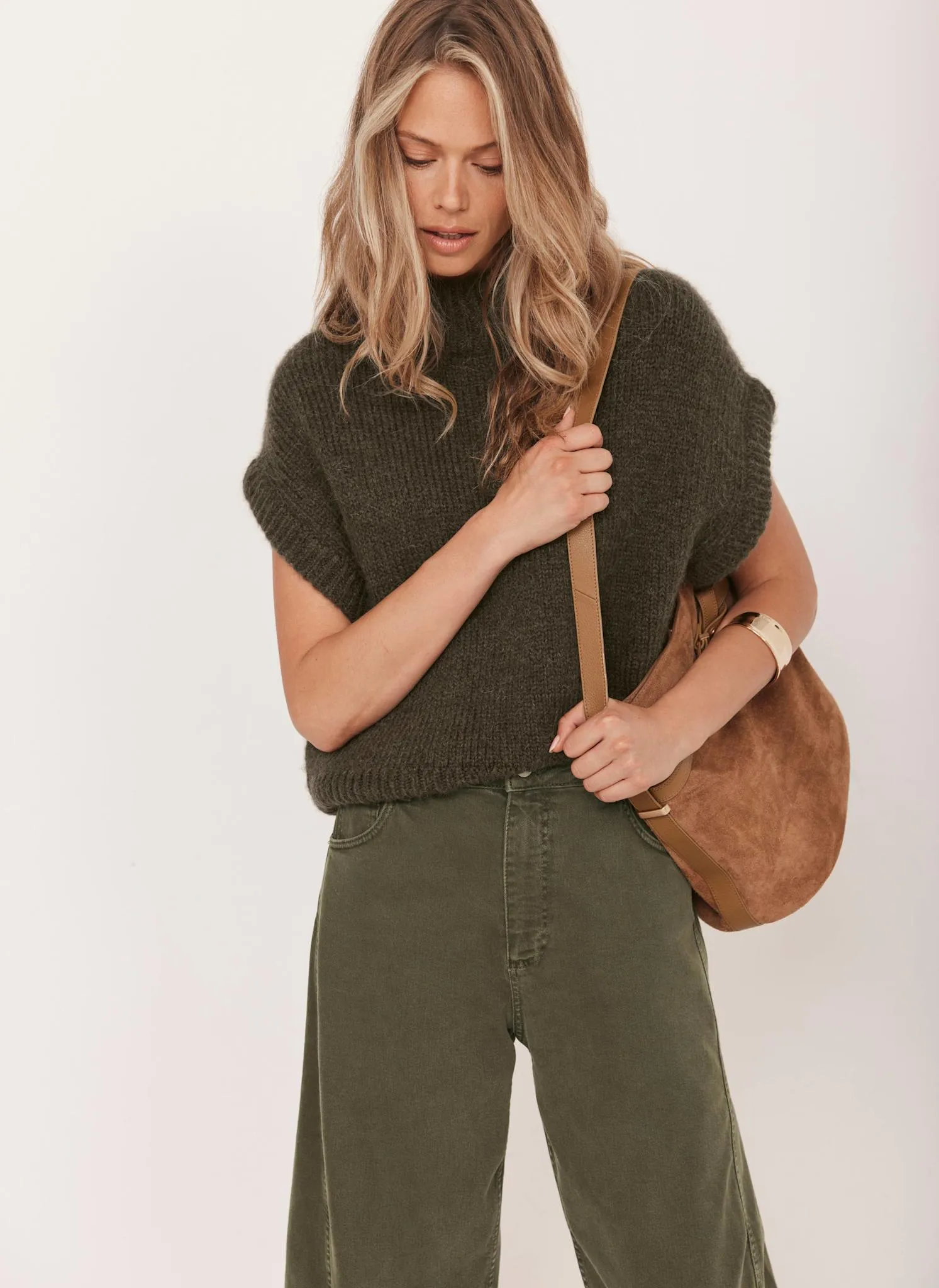 Khaki Wool Blend Knit Top sold by Mint Velvet product image thumbnail 2