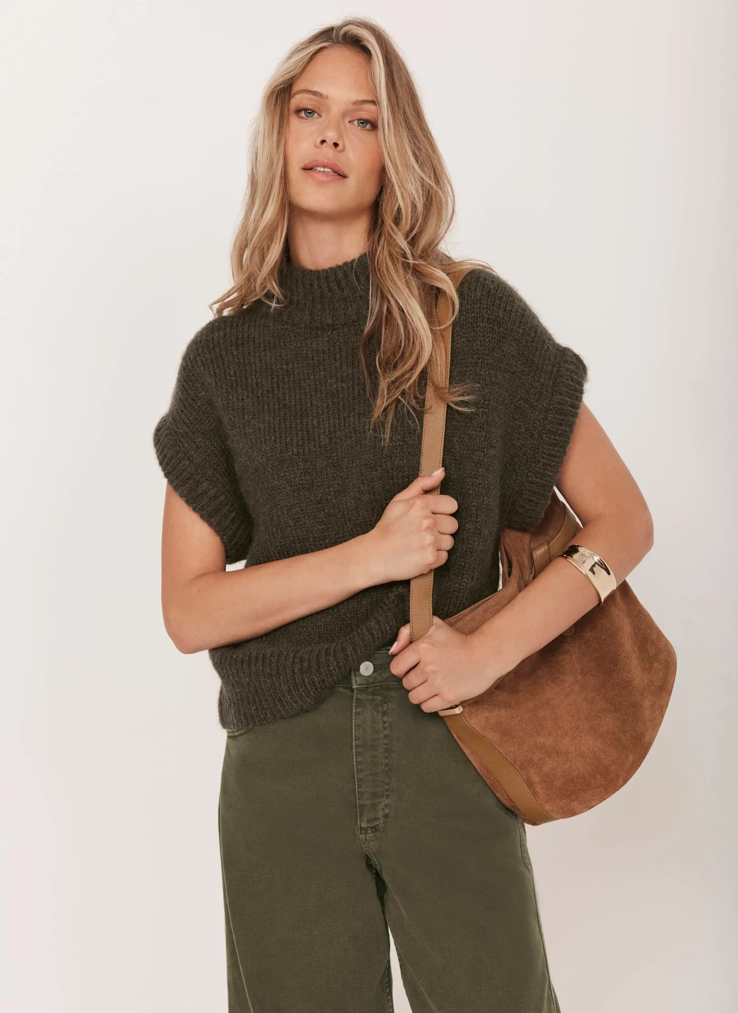 Khaki Wool Blend Knit Top sold by Mint Velvet product image thumbnail 4