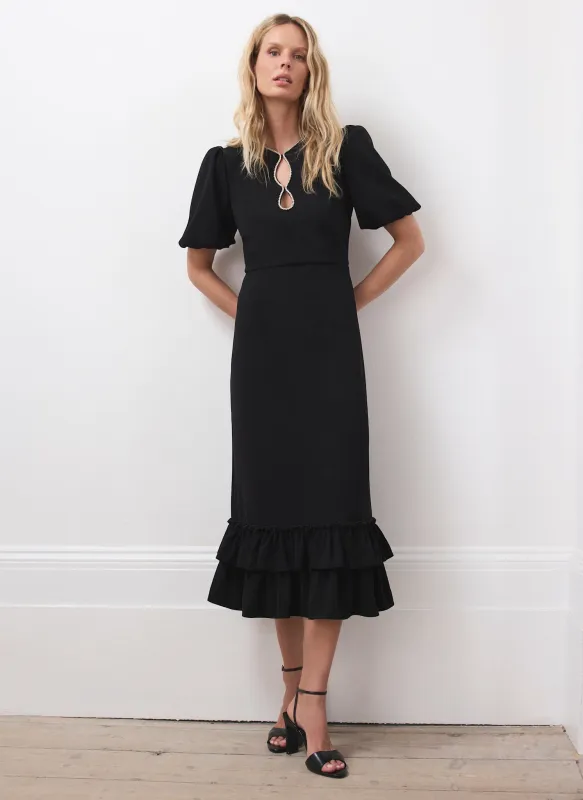 Black Diamante Trim Midi Dress sold by Mint Velvet