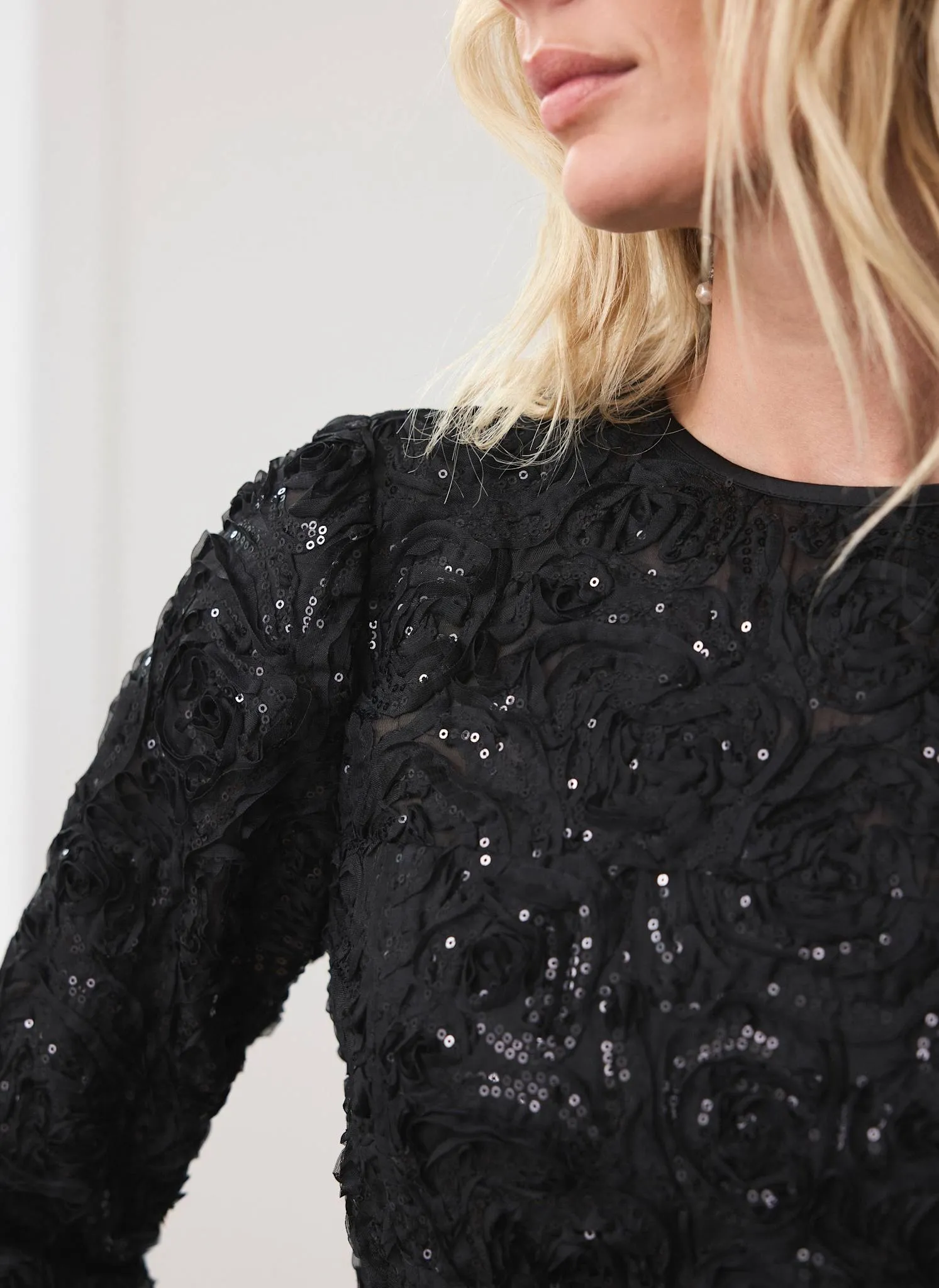 Black Sequin Applique Mini Dress sold by Mint Velvet product image thumbnail 5