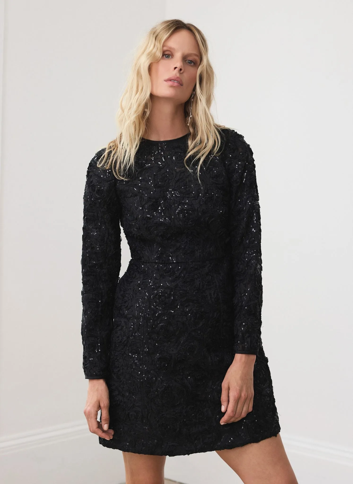Black Sequin Applique Mini Dress sold by Mint Velvet product image thumbnail 4