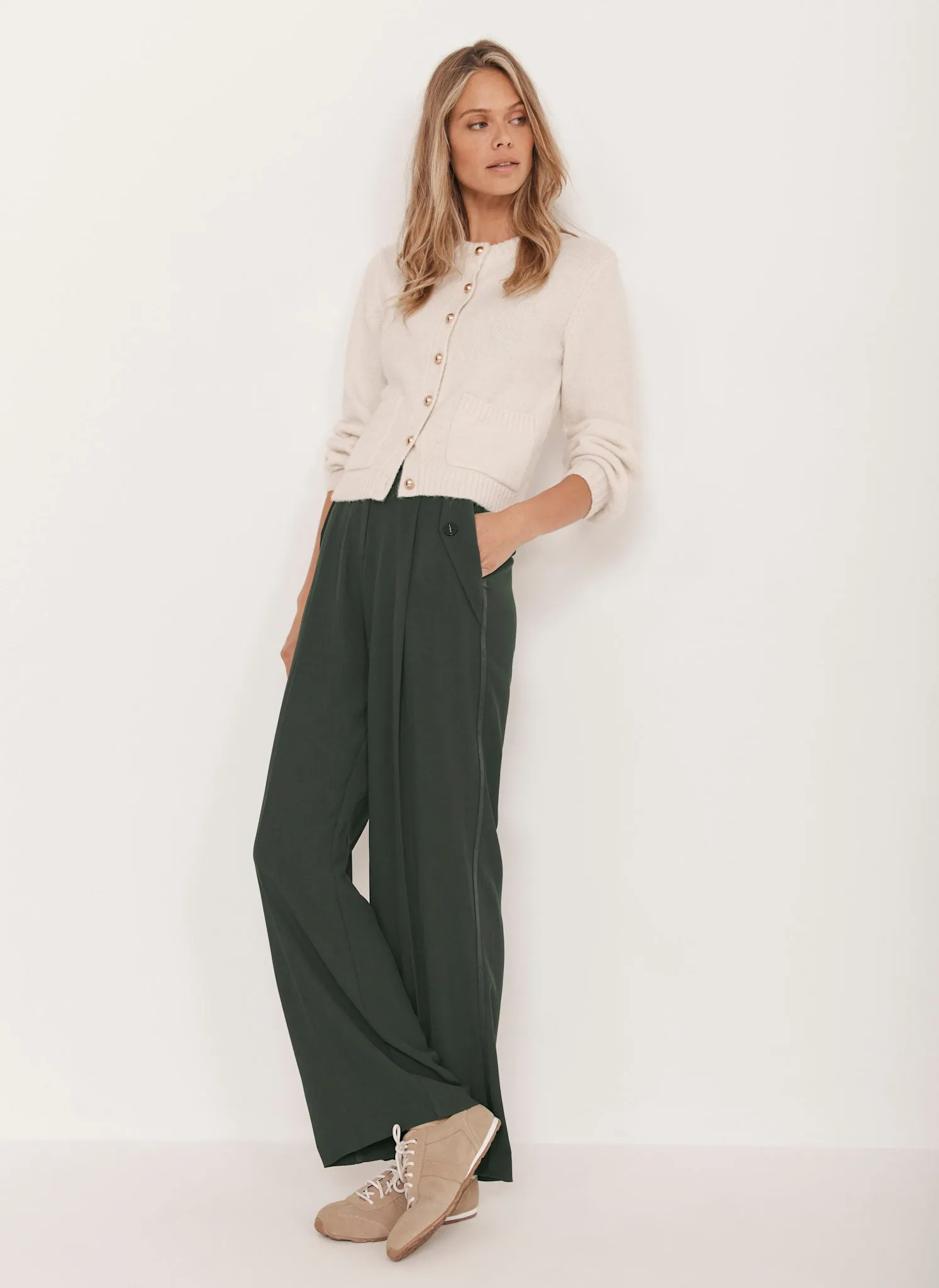 Green Tailored Wide Trousers sold by Mint Velvet