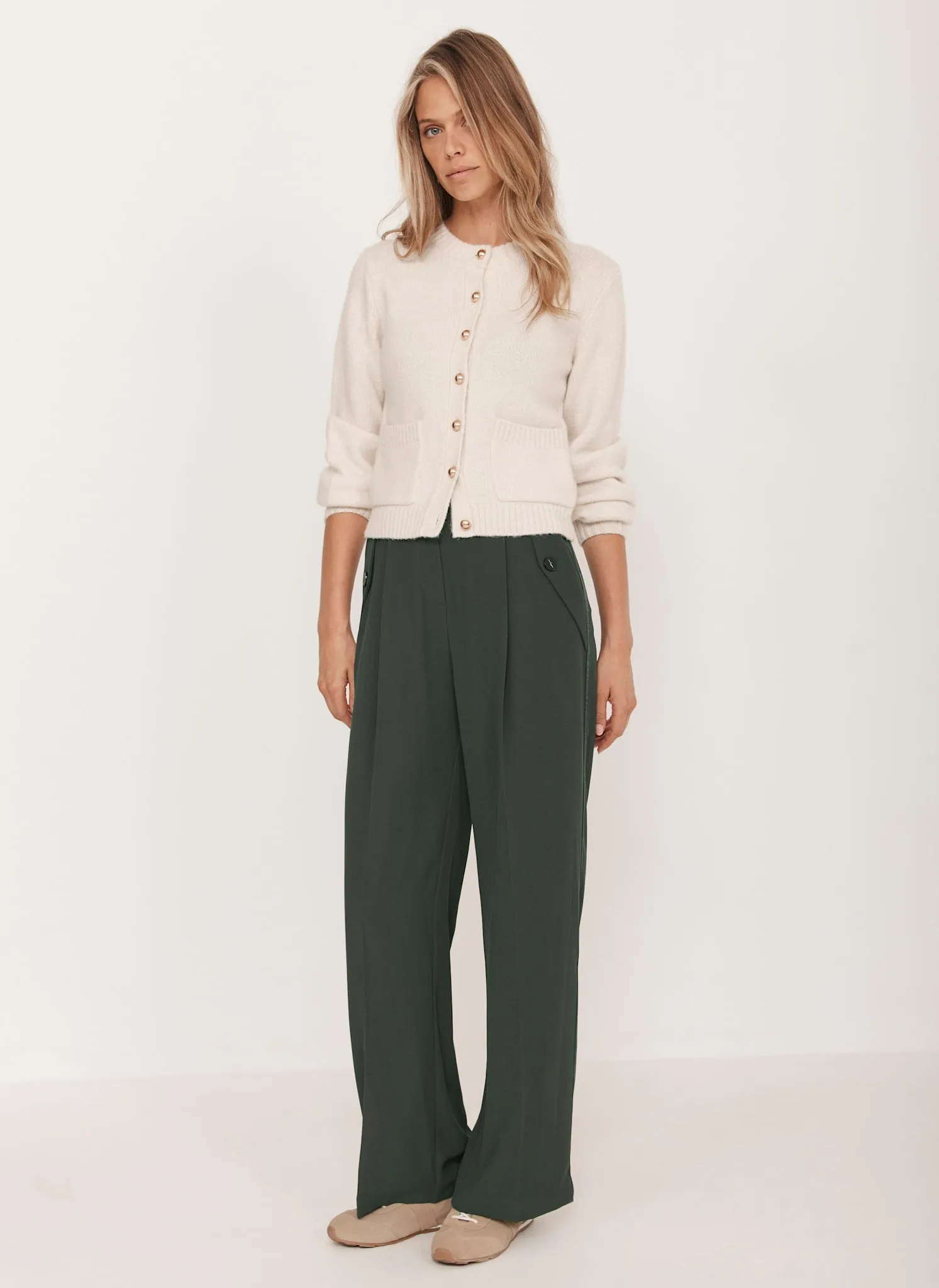 Green Tailored Wide Trousers sold by Mint Velvet product image thumbnail 2