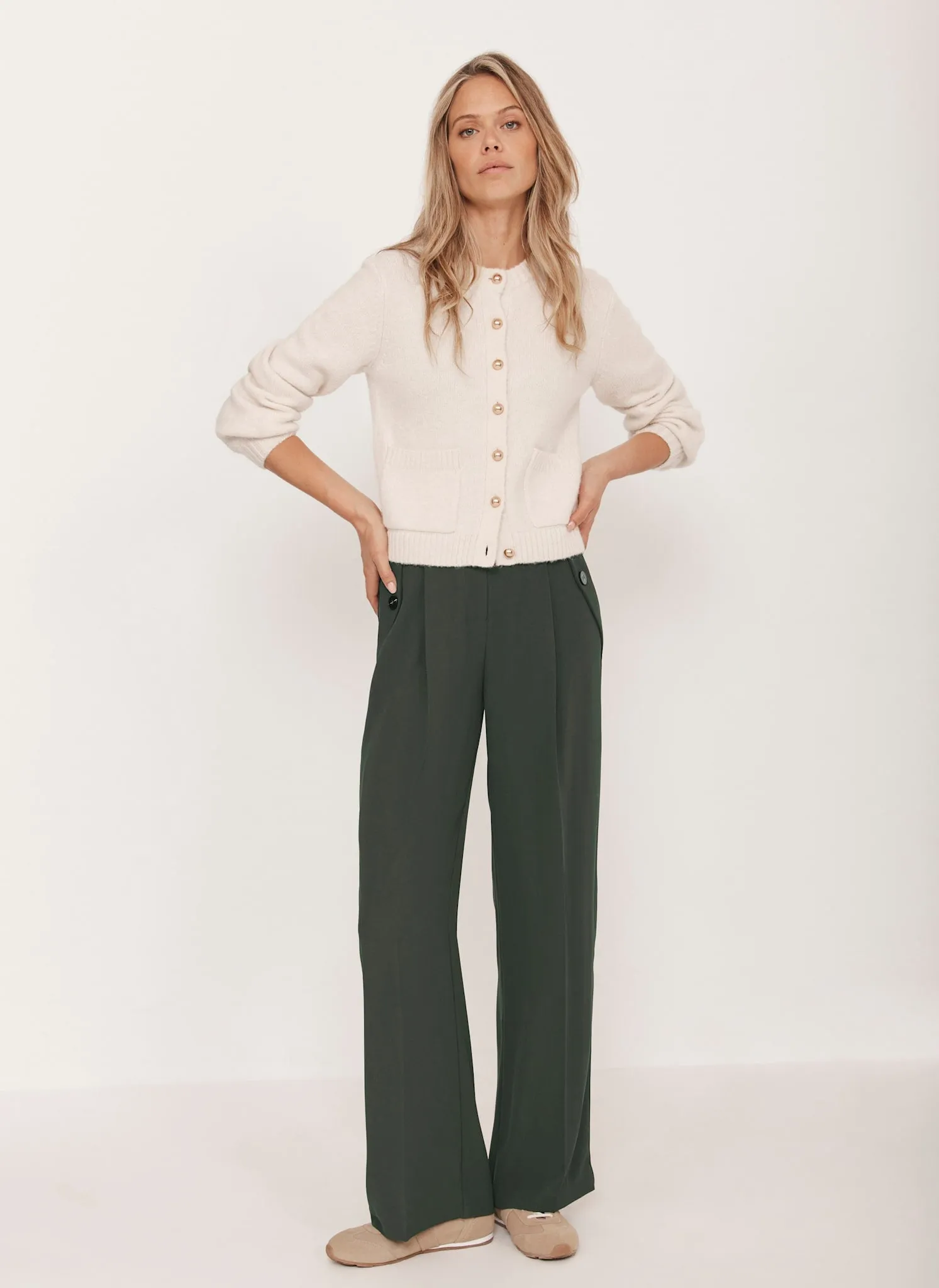 Green Tailored Wide Trousers sold by Mint Velvet product image thumbnail 3