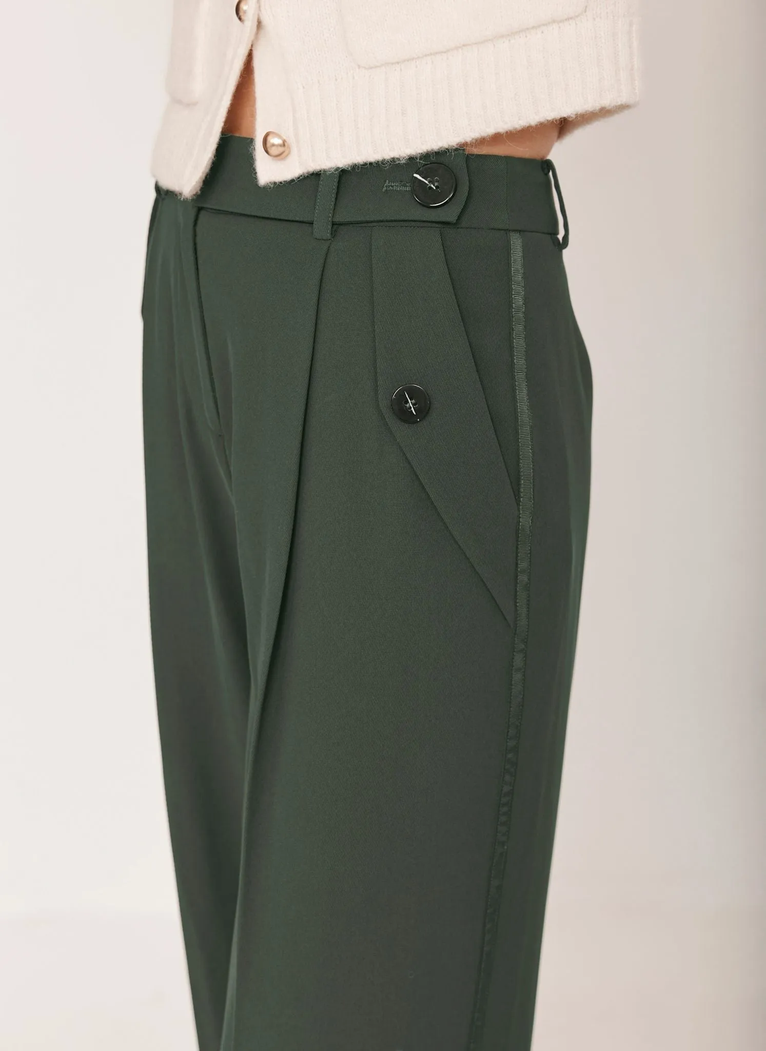 Green Tailored Wide Trousers sold by Mint Velvet product image thumbnail 4