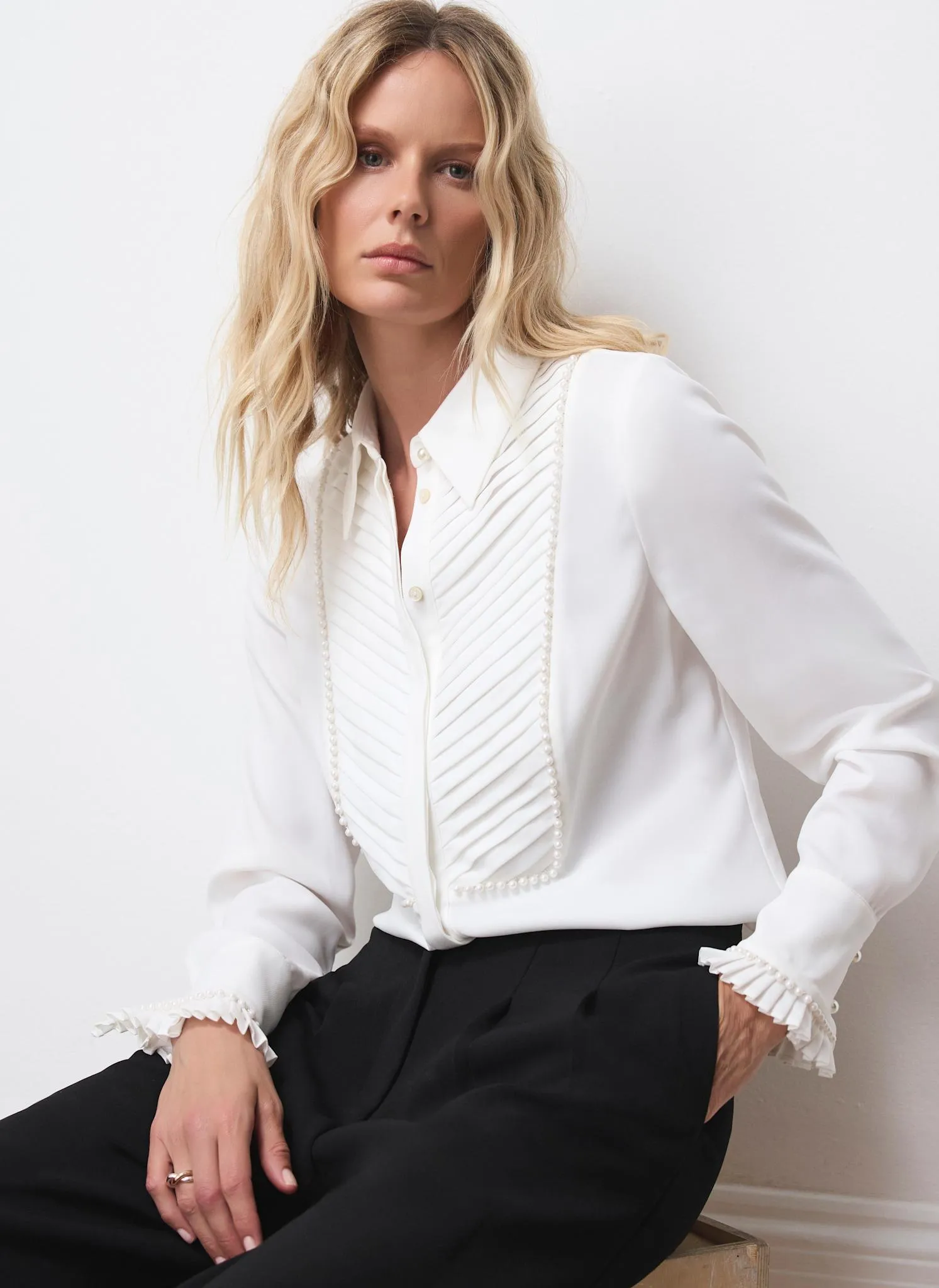 White Pearl Trim Shirt sold by Mint Velvet product image thumbnail 5