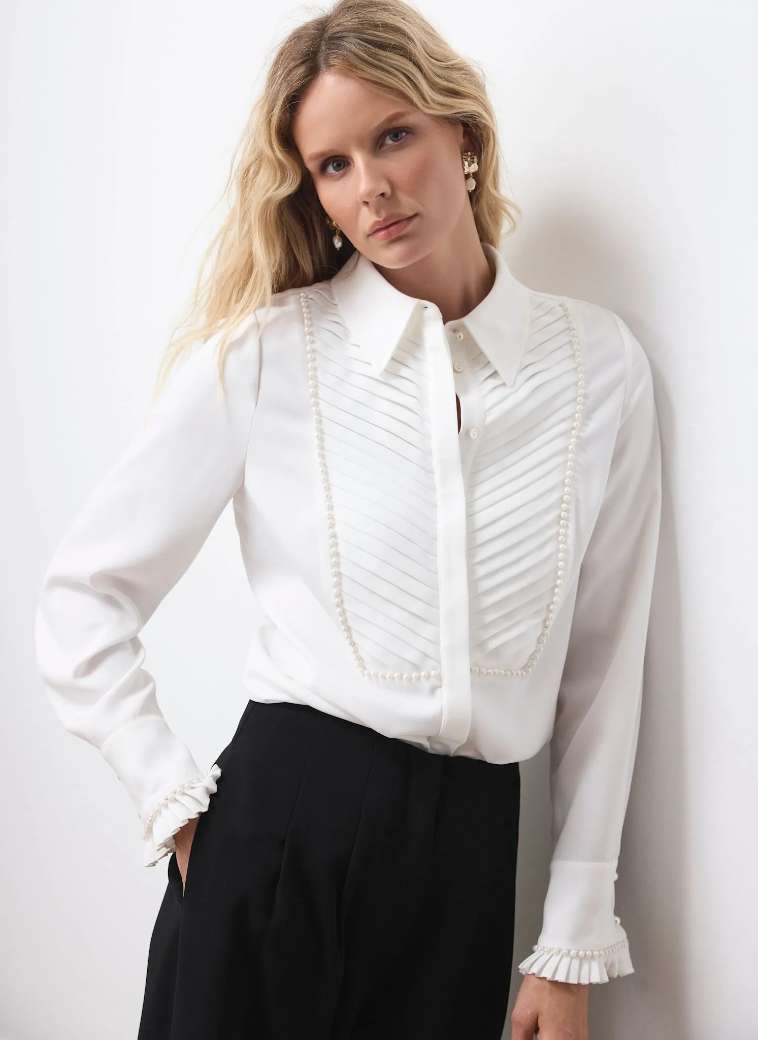 White Pearl Trim Shirt sold by Mint Velvet product image thumbnail 4