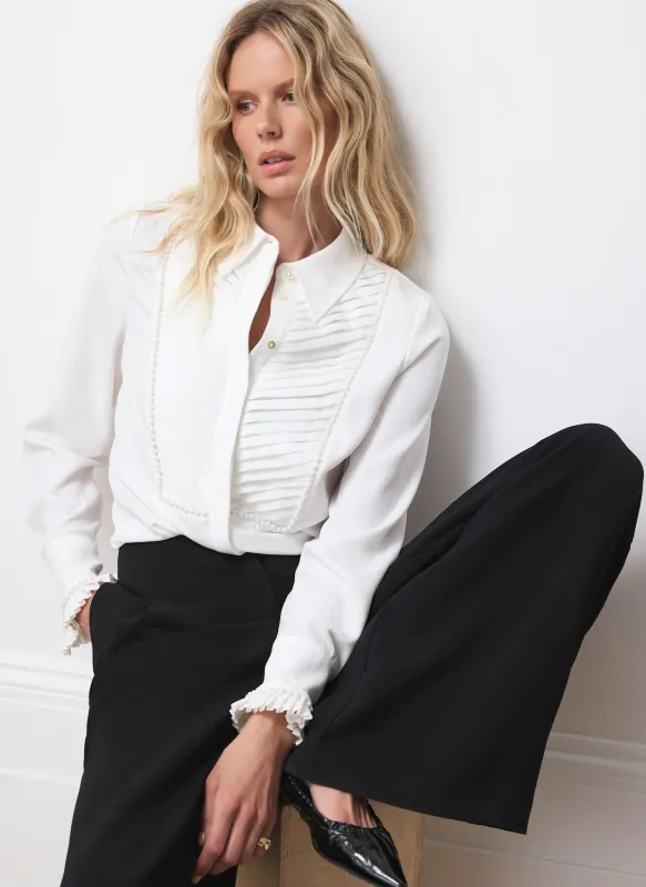 White Pearl Trim Shirt sold by Mint Velvet
