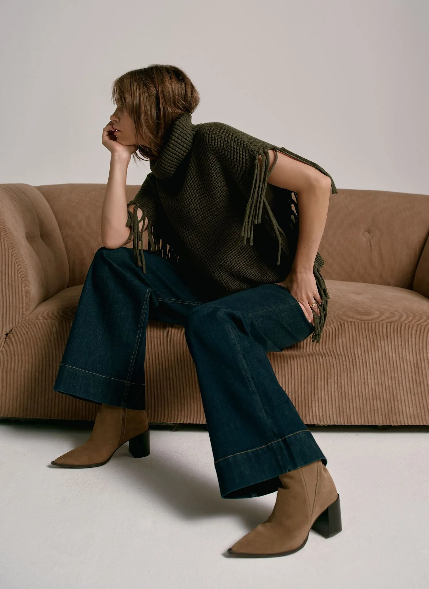 Green Fringed Knit Poncho sold by Mint Velvet product image thumbnail 2