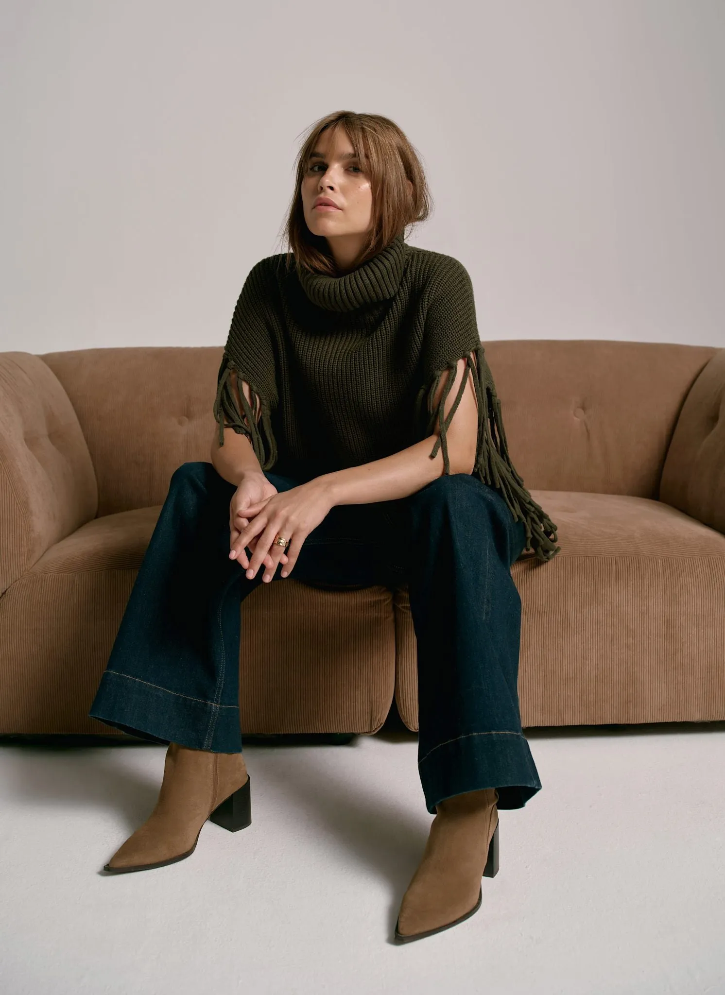 Green Fringed Knit Poncho sold by Mint Velvet product image thumbnail 5