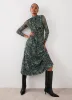 Green Floral Print Mesh Midi Dress sold by Mint Velvet