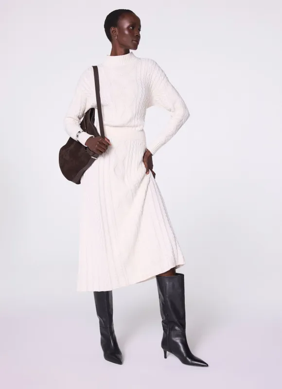 Cream Cable Knit Midi Dress sold by Mint Velvet