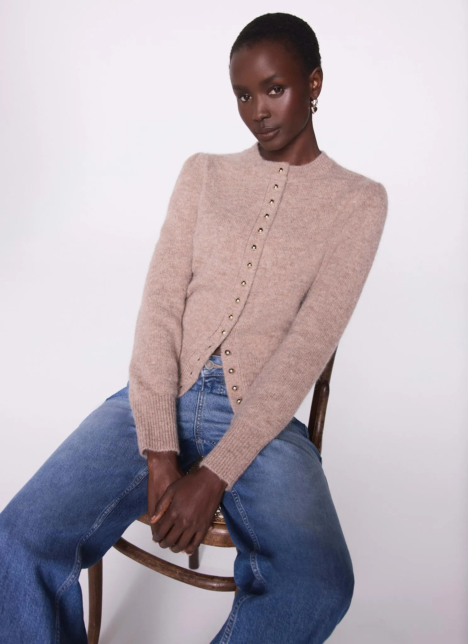 Neutral Wool Blend Cardigan sold by Mint Velvet product image thumbnail 3