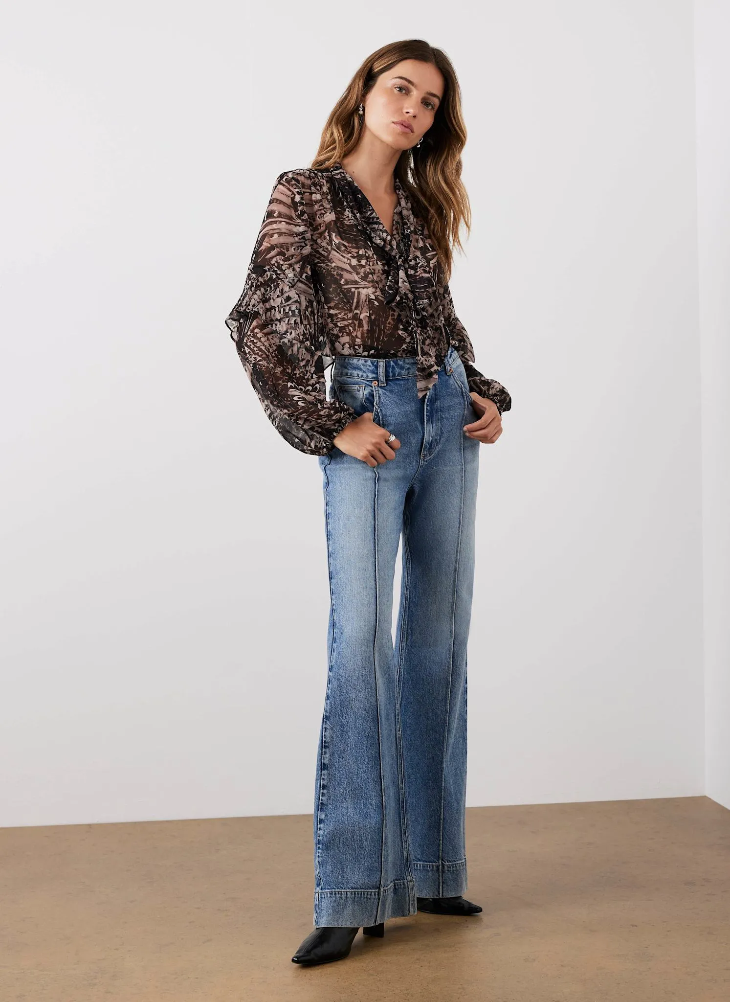 Brown Feather Print Blouse sold by Mint Velvet product image thumbnail 4