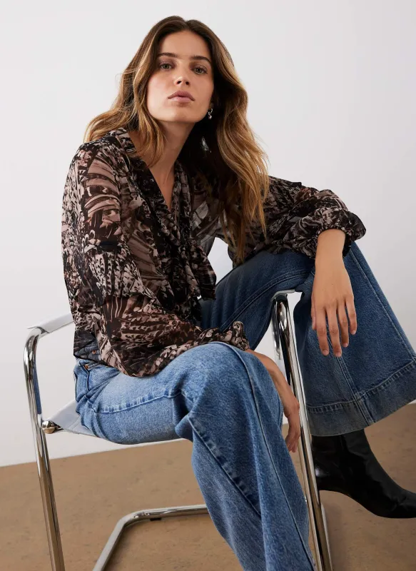 Brown Feather Print Blouse sold by Mint Velvet