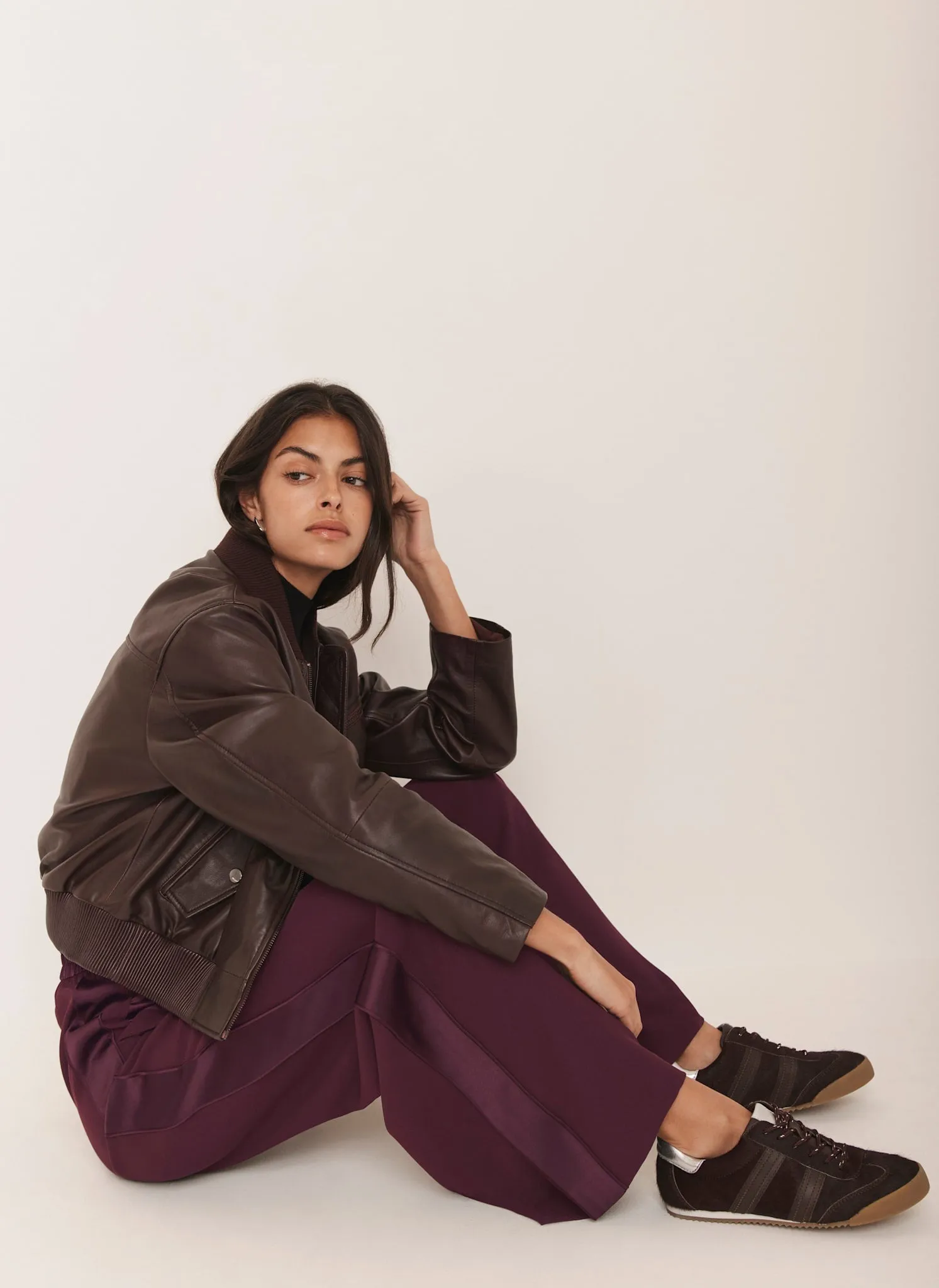 Burgundy Leather Bomber Jacket sold by Mint Velvet product image thumbnail 2