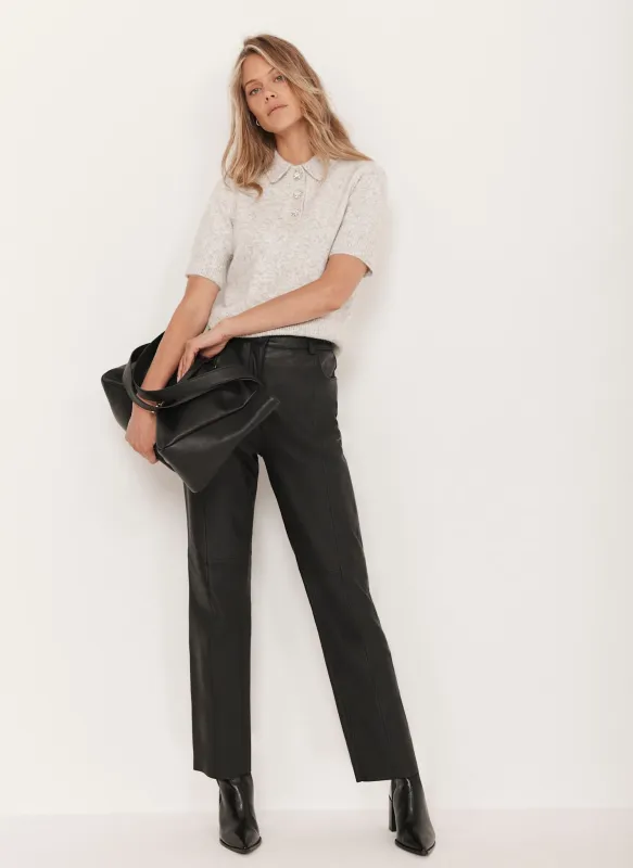 Black Leather Tapered Trousers sold by Mint Velvet