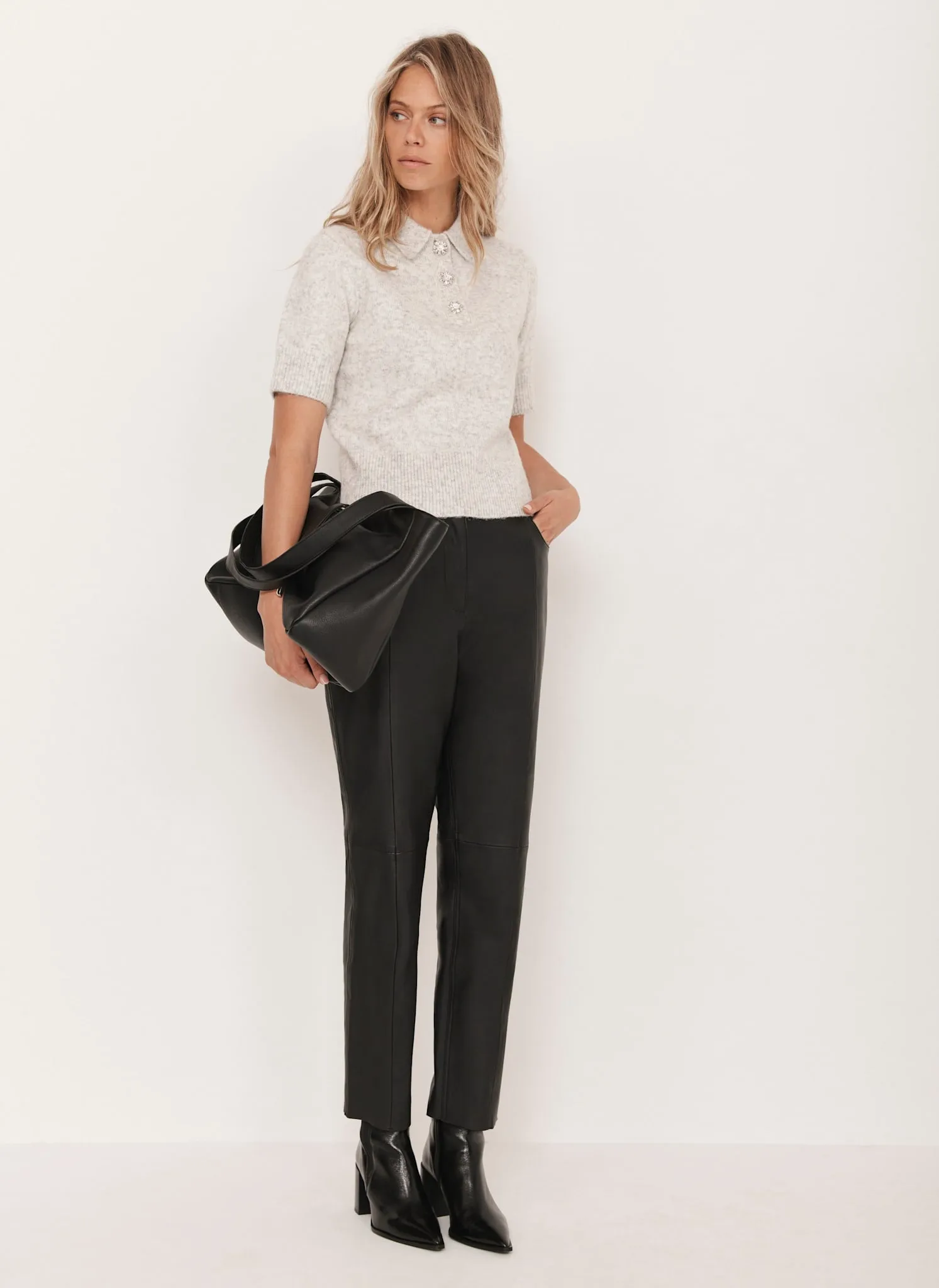 Black Leather Tapered Trousers sold by Mint Velvet product image thumbnail 2