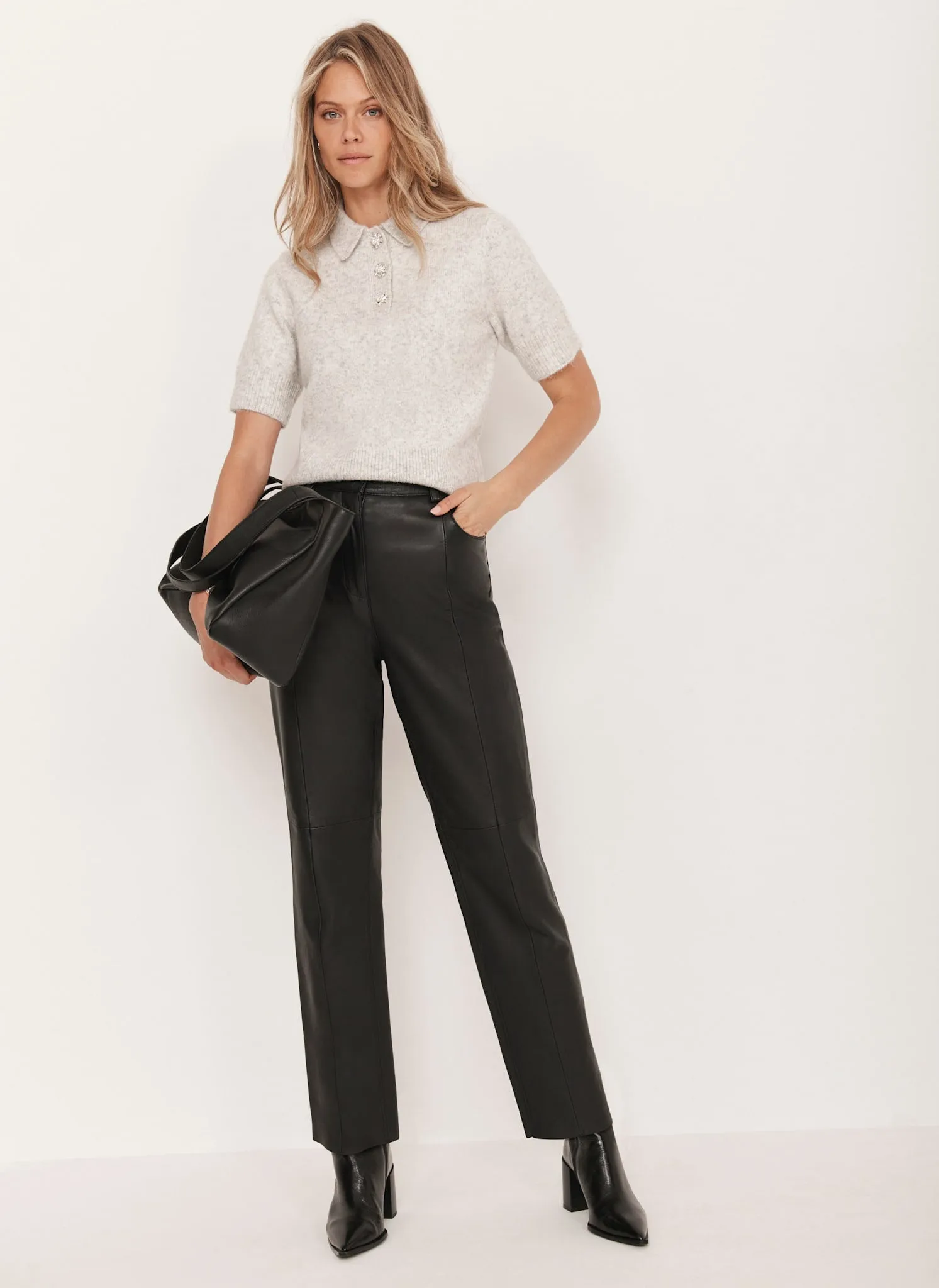 Black Leather Tapered Trousers sold by Mint Velvet product image thumbnail 4