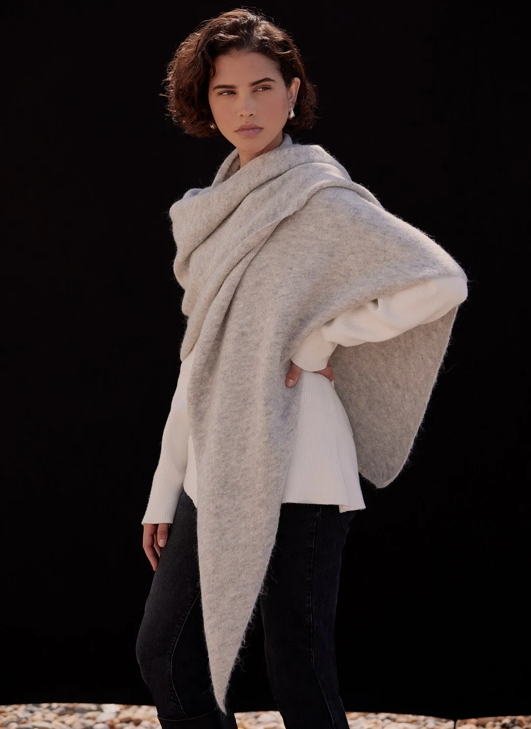 Grey Marl Knit Shawl sold by Mint Velvet