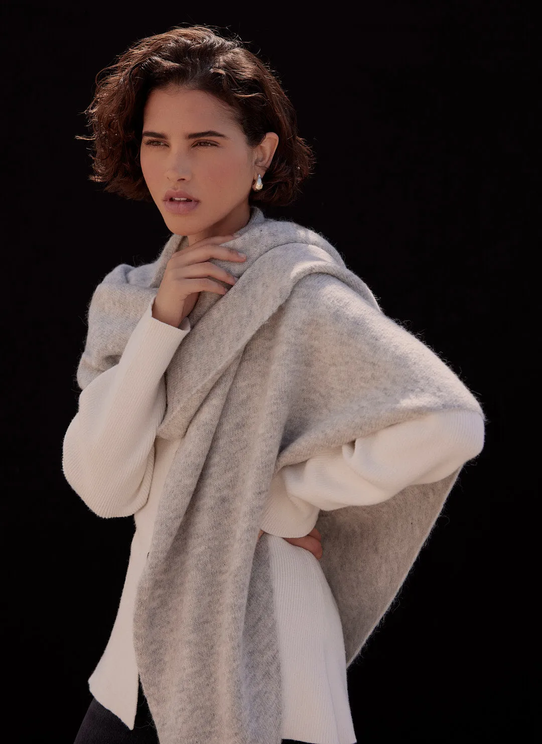 Grey Marl Knit Shawl sold by Mint Velvet product image thumbnail 2