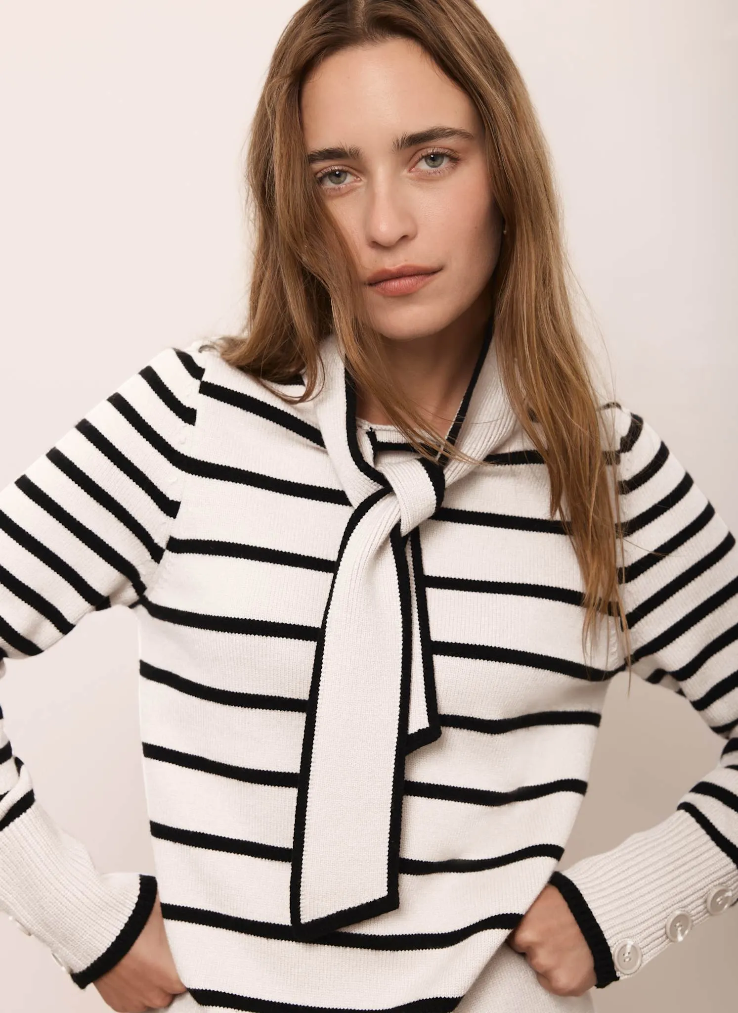 Cream Striped Scarf Knit Mini Dress sold by Mint Velvet product image thumbnail 3