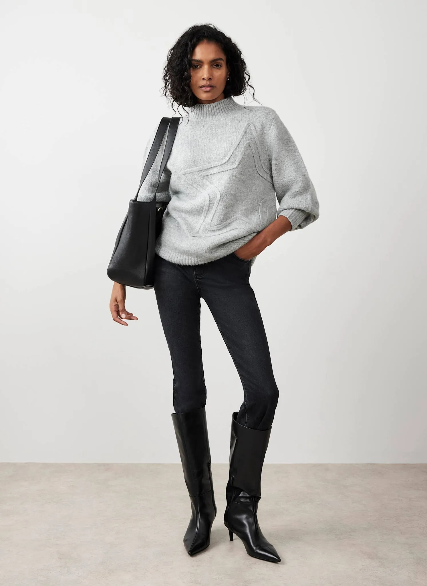 Grey Knit Star Jumper sold by Mint Velvet product image thumbnail 4