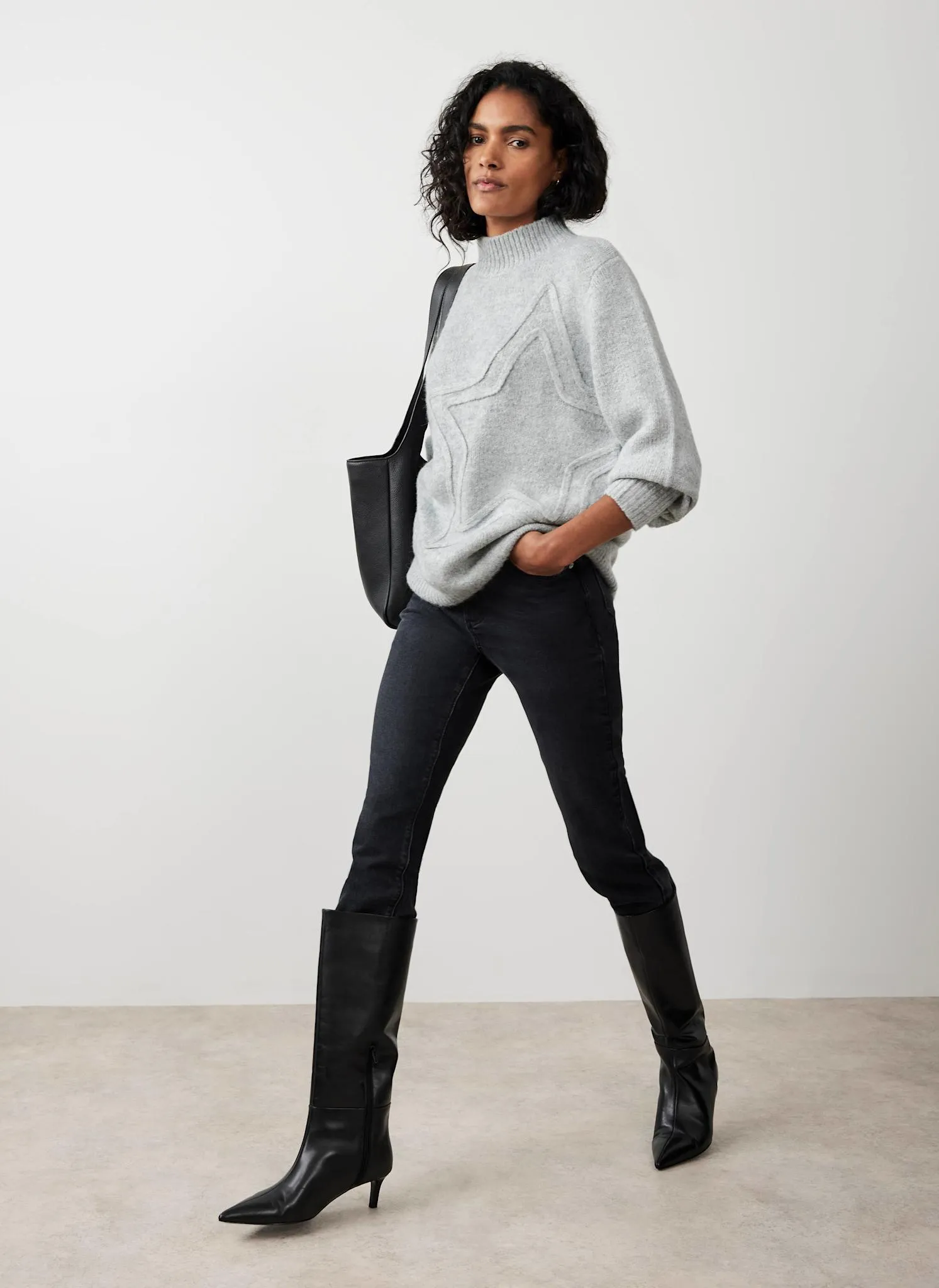 Grey Knit Star Jumper sold by Mint Velvet