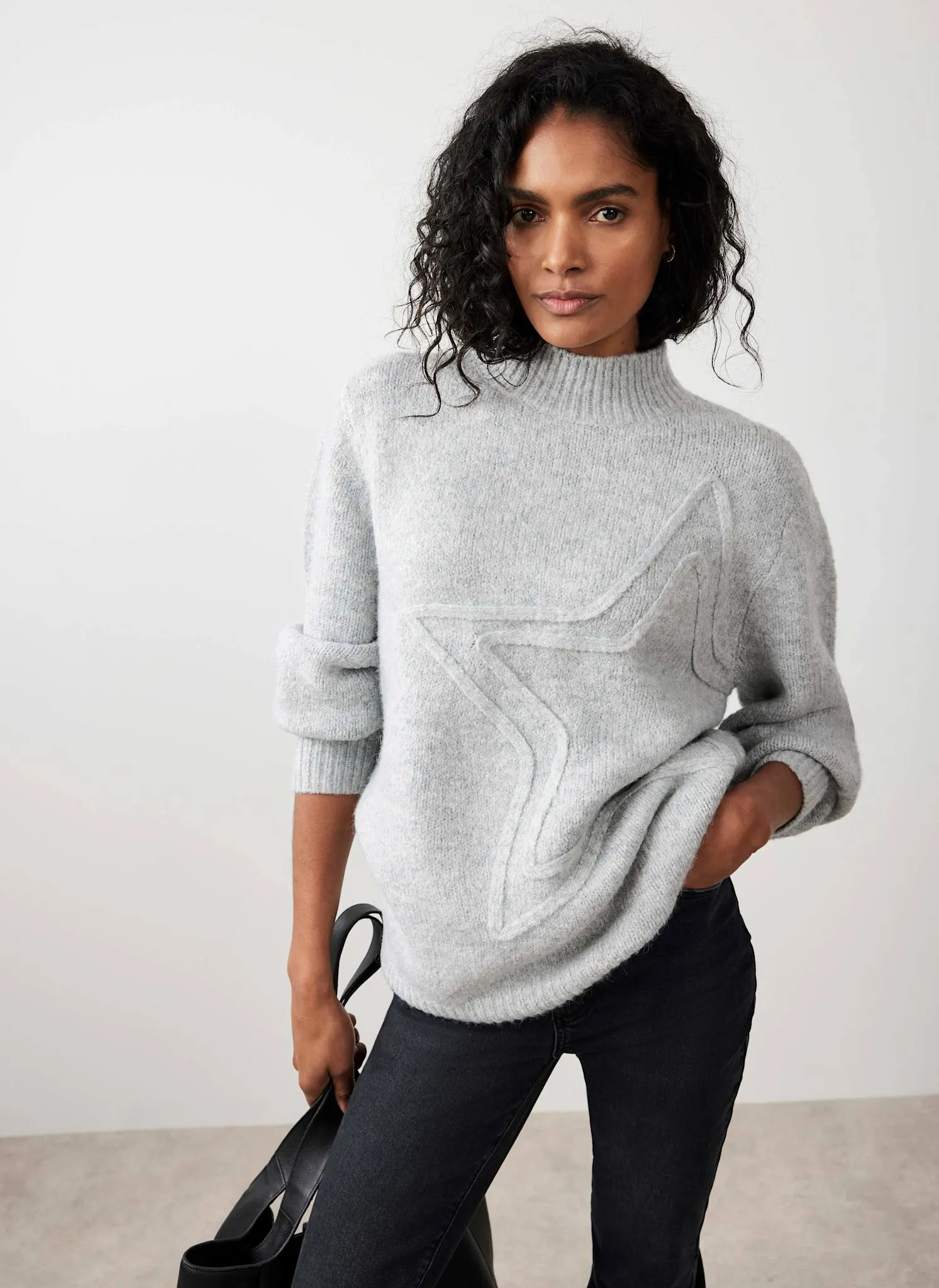 Grey Knit Star Jumper sold by Mint Velvet product image thumbnail 2