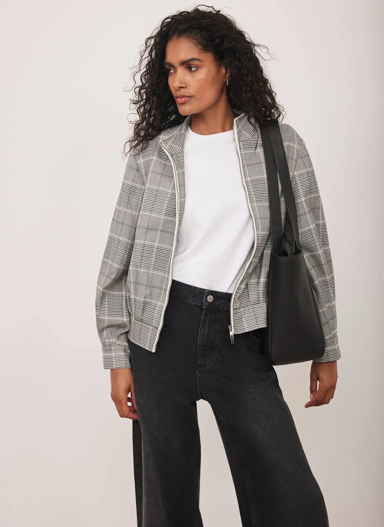 Grey Checked Bomber Jacket sold by Mint Velvet product image thumbnail 4