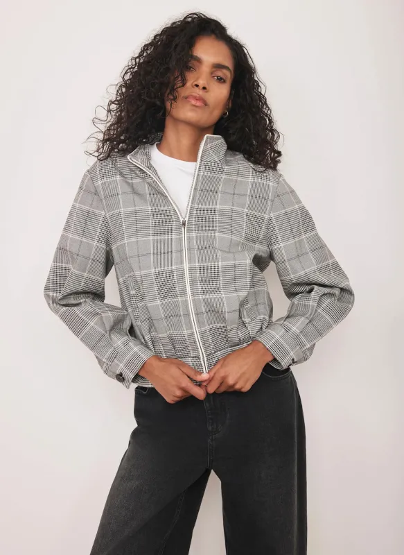 Grey Checked Bomber Jacket sold by Mint Velvet