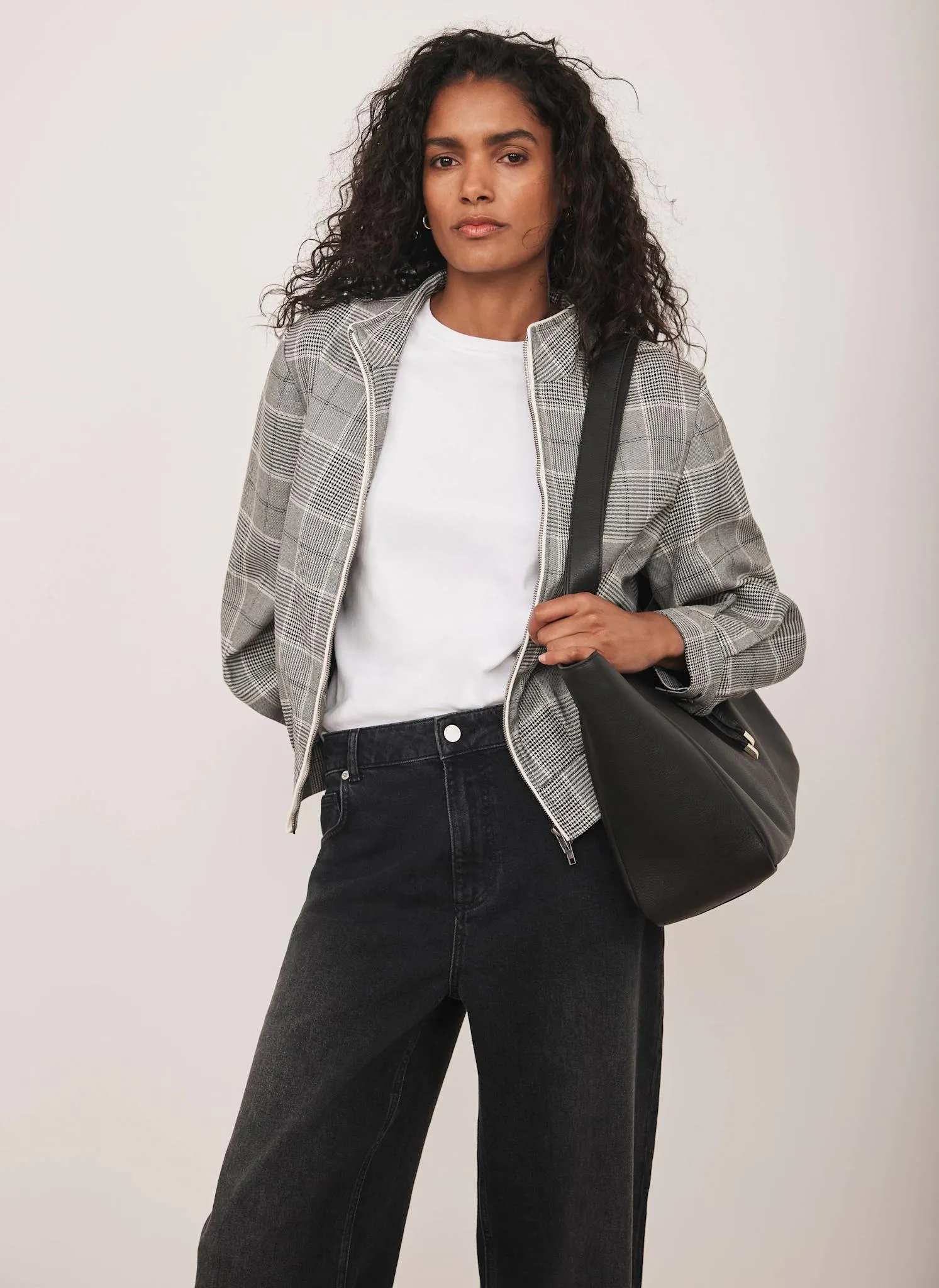 Grey Checked Bomber Jacket sold by Mint Velvet product image thumbnail 2