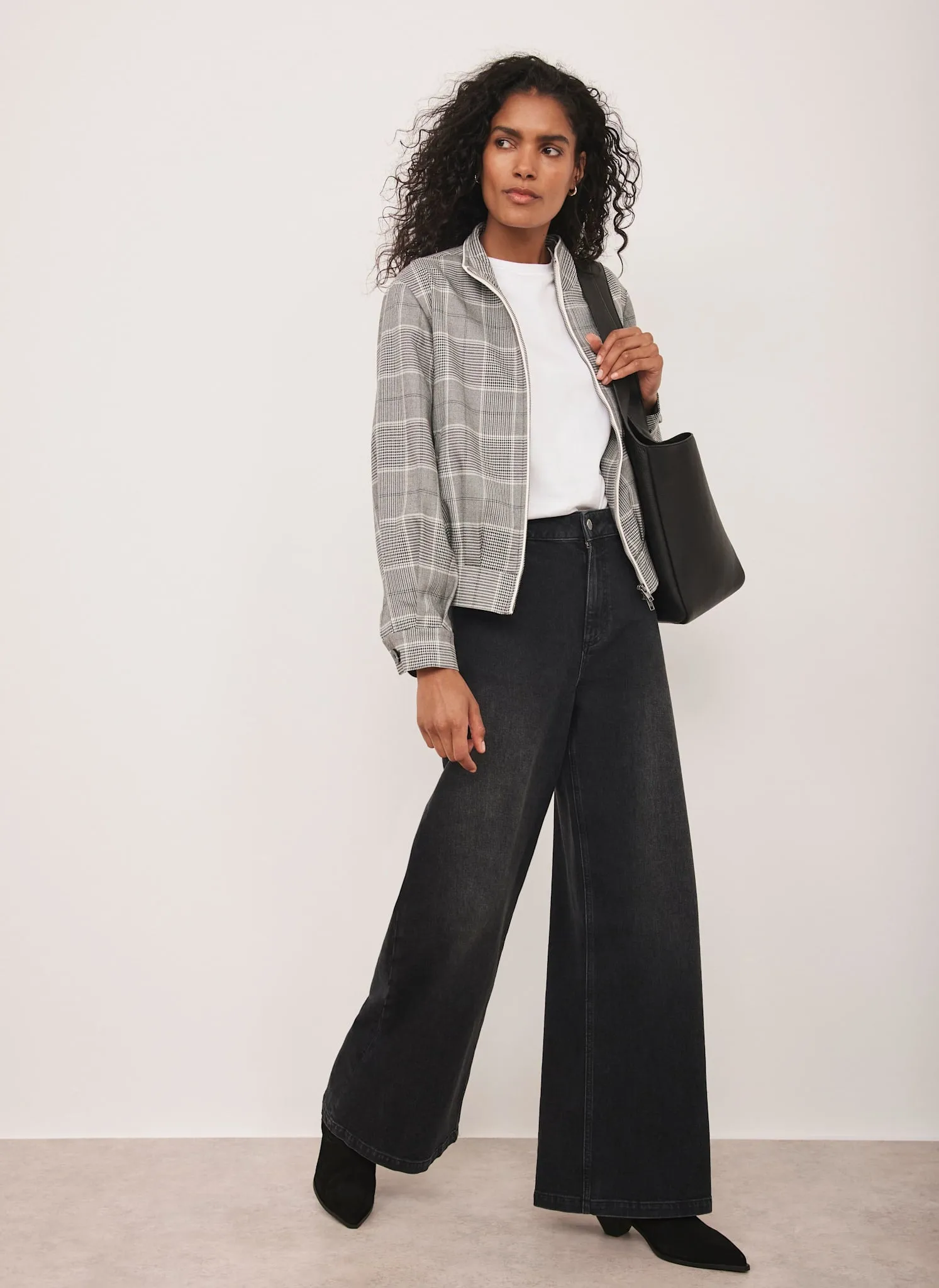 Grey Checked Bomber Jacket sold by Mint Velvet product image thumbnail 3