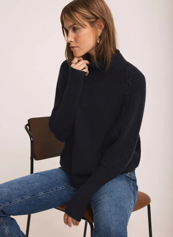 Navy Whipstitch Cotton Blend Jumper sold by Mint Velvet