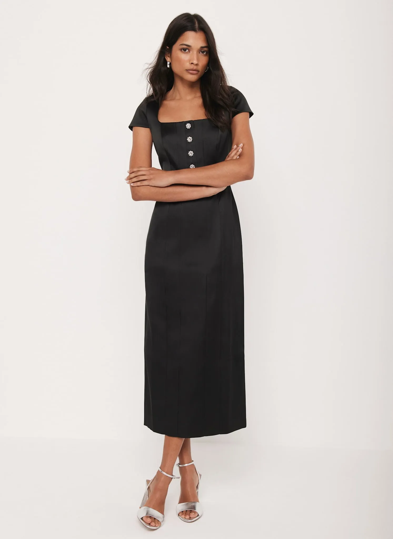 Black Satin Midi Dress sold by Mint Velvet product image thumbnail 2