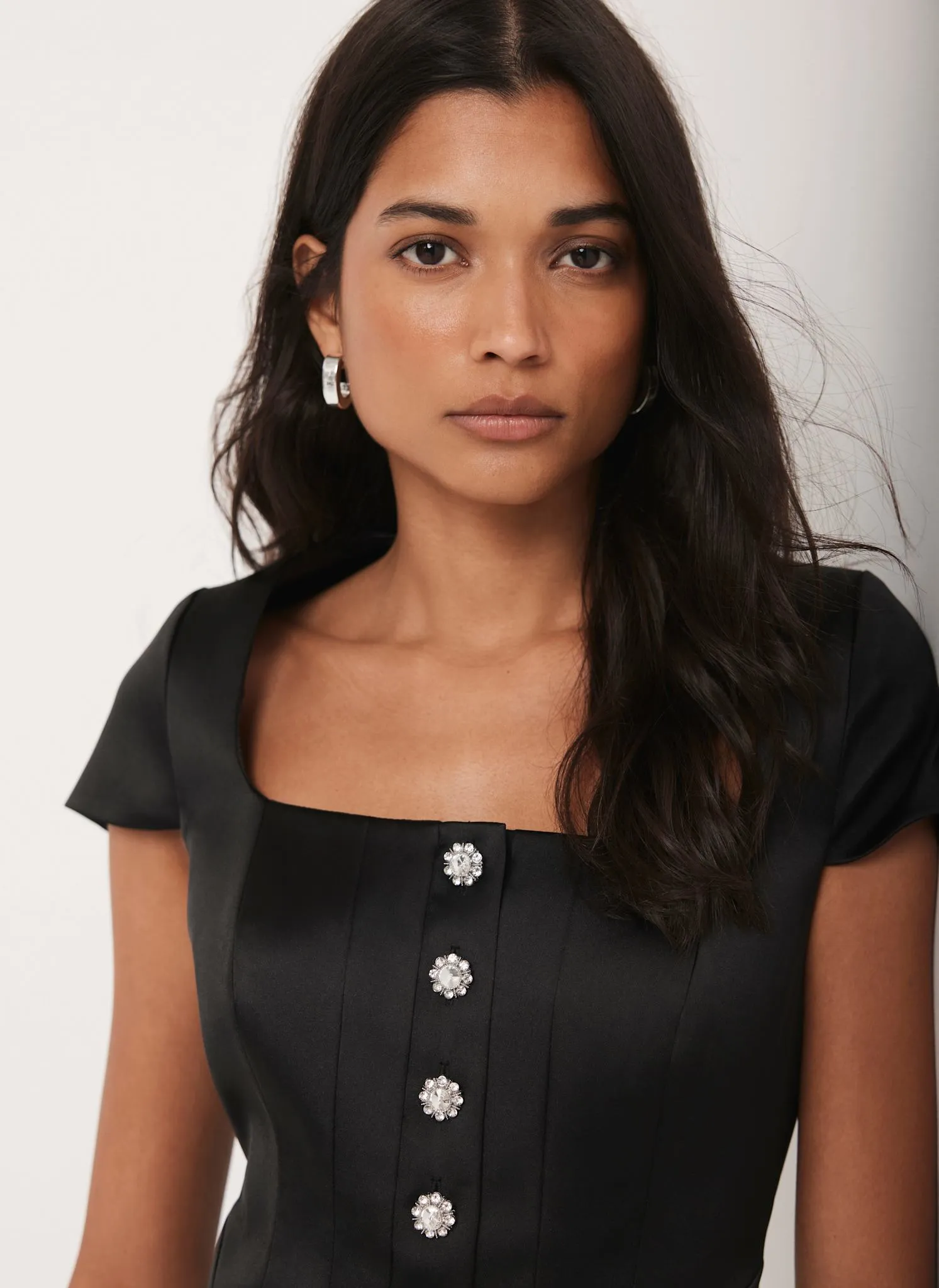 Black Satin Midi Dress sold by Mint Velvet product image thumbnail 3