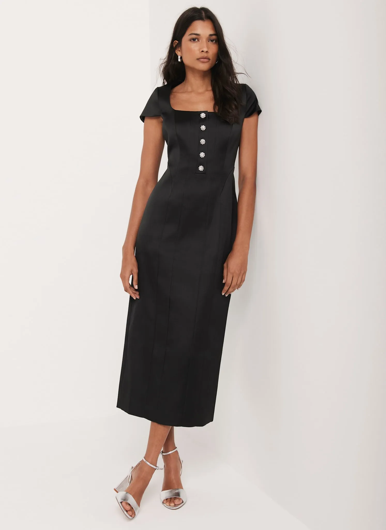 Black Satin Midi Dress sold by Mint Velvet product image thumbnail 4