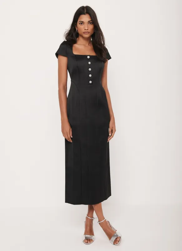 Black Satin Midi Dress sold by Mint Velvet